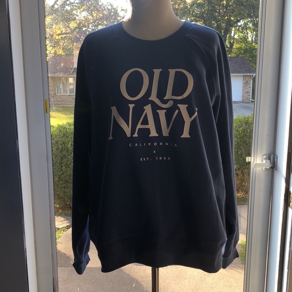 Old Navy Sea Blue White Logo Crewneck Sweatshirt size XL - Picture 4 of 16